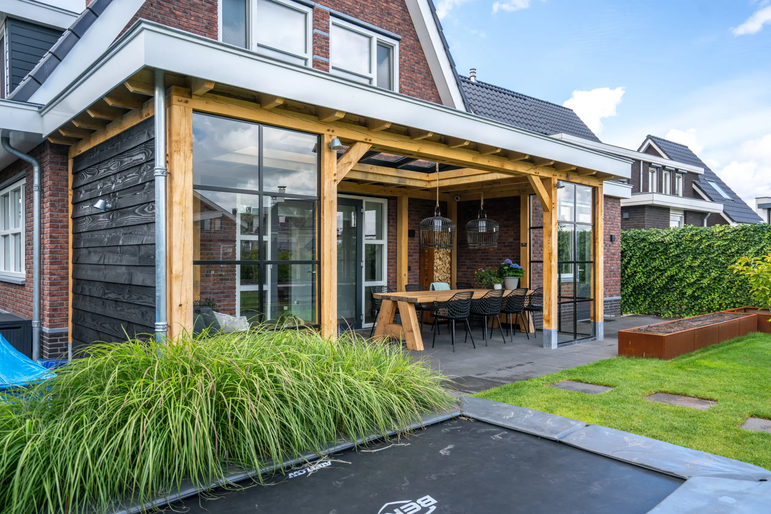 Landelijke veranda met glas